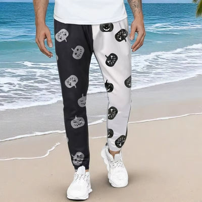 Men's Black White Cargo Pants